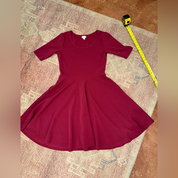 LulaRoe Amelia burgundy midi 3/4 sleeve fit and flare dress XL - Picture 1 of 10
